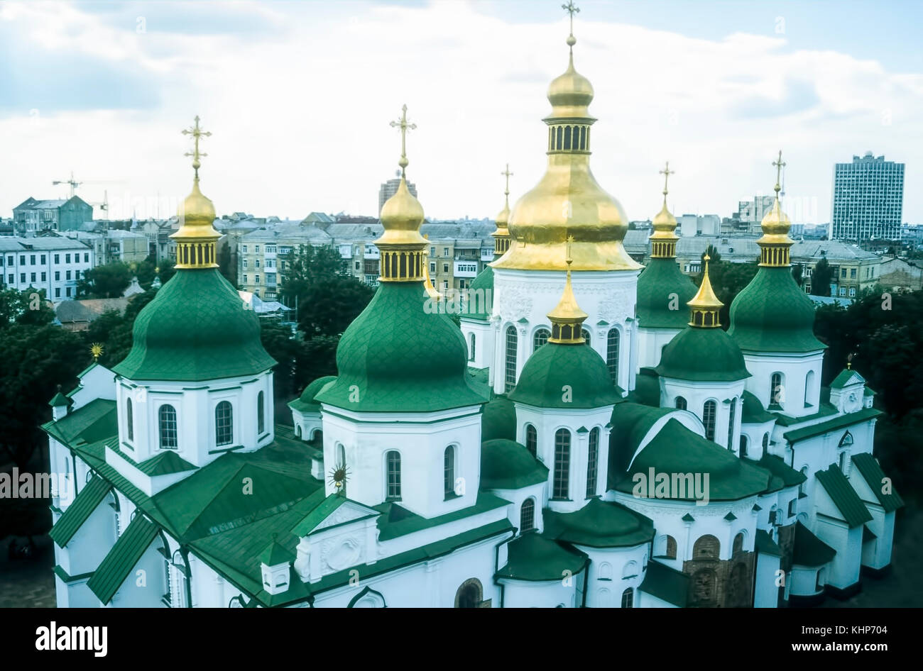 Cathédrale Sainte-Sophie dans le centre de Kiev, Ukraine.numérisé à partir de 35mm film de diapositives. Banque D'Images