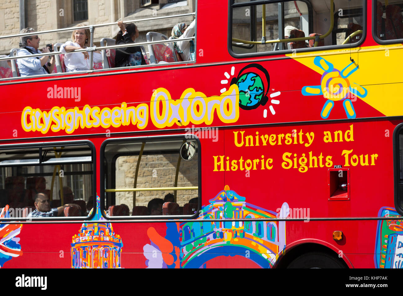 UK, Oxford, visite guidée d'une tête de bus. Banque D'Images