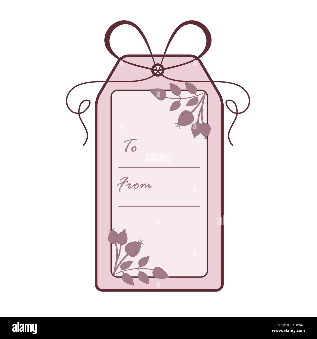 Gift tag avec la branche de cynorhodon. vente et shopping concept. Conception pour carte postale, bannière, affiche ou imprimer. Illustration de Vecteur