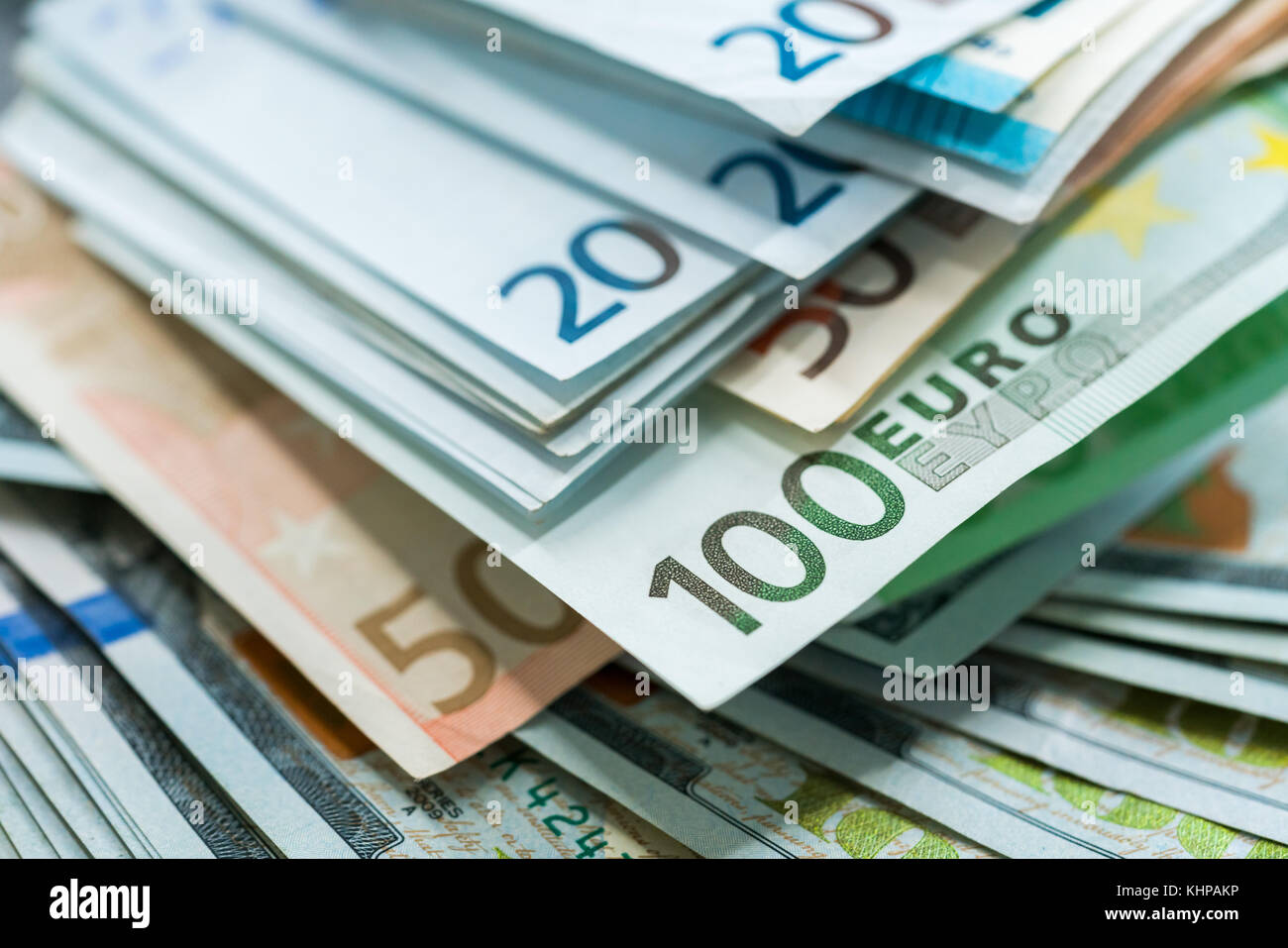 Euro et dollar usa billets d'argent, de la richesse d'information concept Banque D'Images