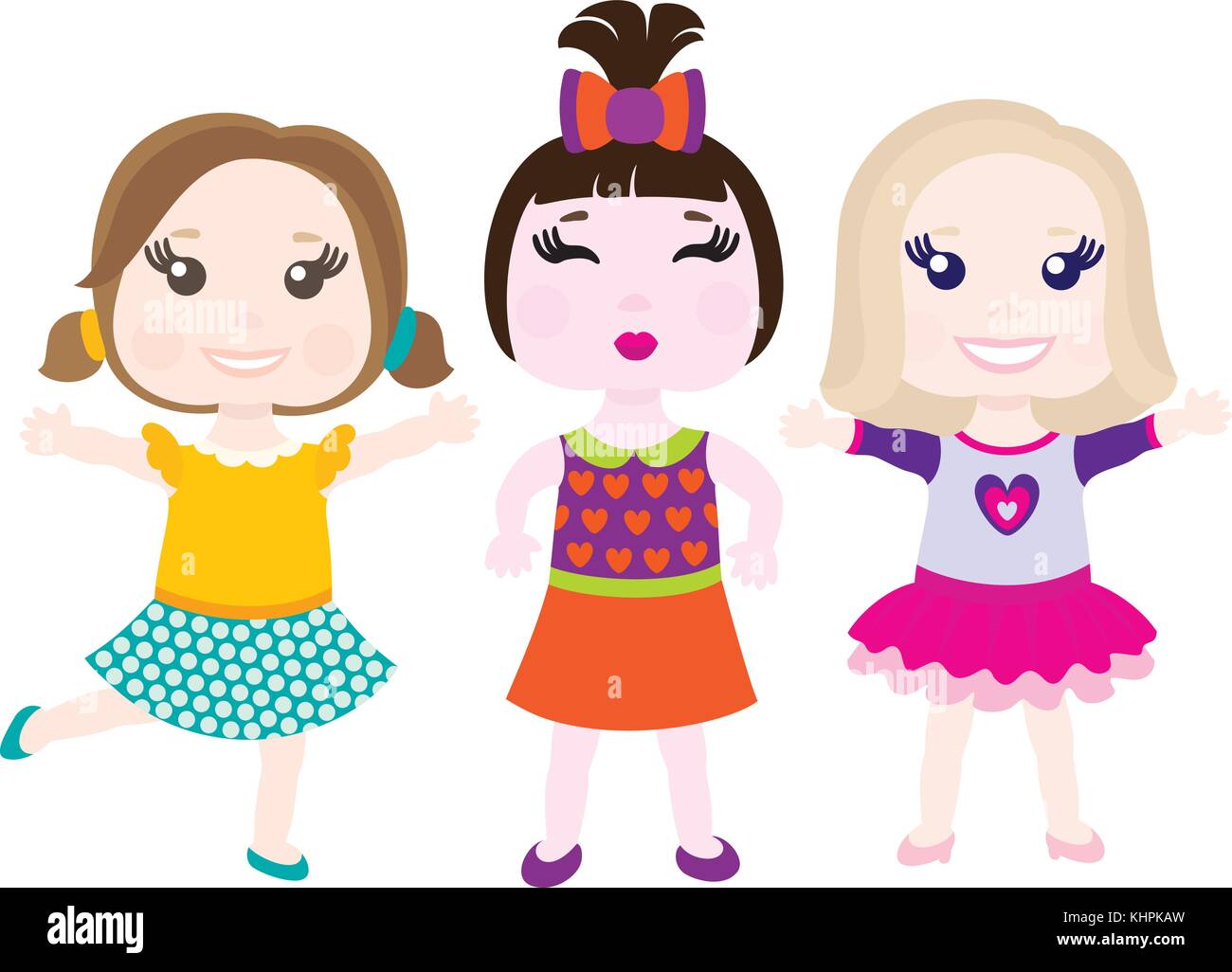 Vector illustration de trois petites filles souriant Illustration de Vecteur
