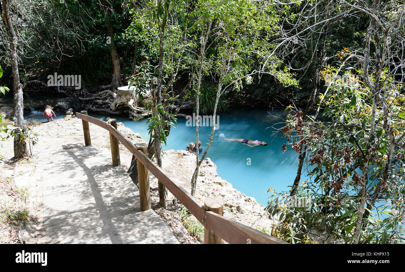 Natural Spa à Cardwell est un trou de natation qui obtient son eau couleur bleu à partir de minéraux dans le sol. Far North Queensland, Australie, FNQ Banque D'Images