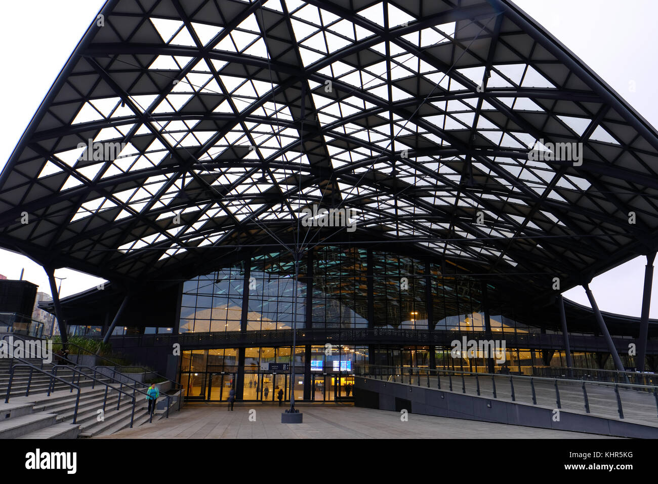 La station de chemin de fer nouvellement construit, Fabryczna Lodz Lodz, Pologne Banque D'Images