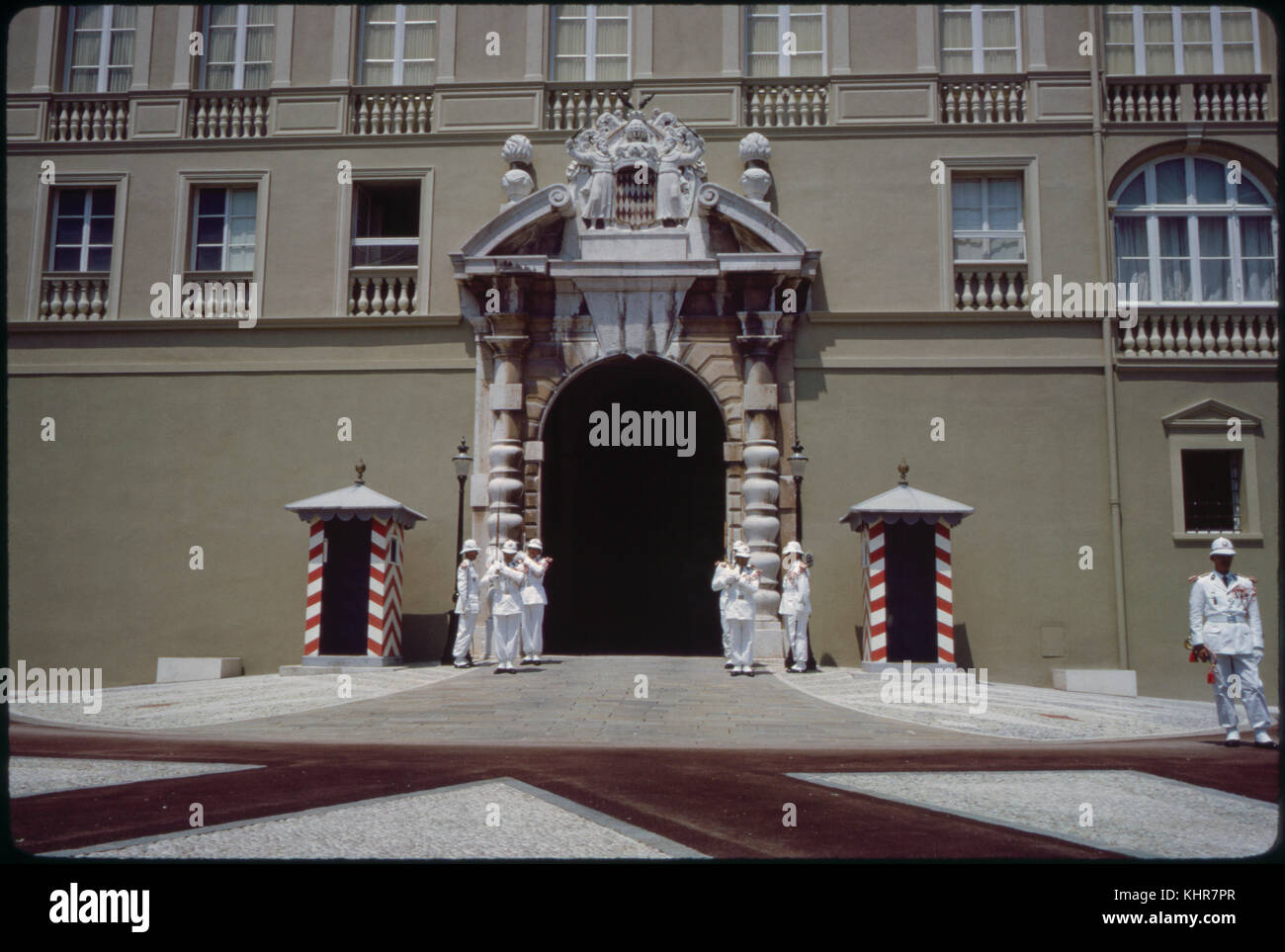 Gardes royaux au Palais du Prince, Monaco, 1961 Banque D'Images