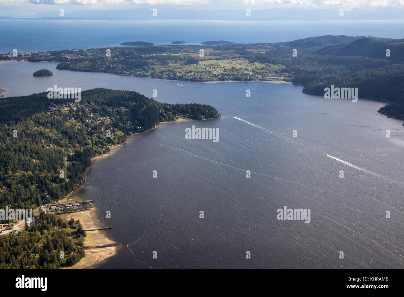 Sechelt Inlet, Sunshine Coast, en Colombie-Britannique, Canada. considérée dans une perspective aérienne. Banque D'Images