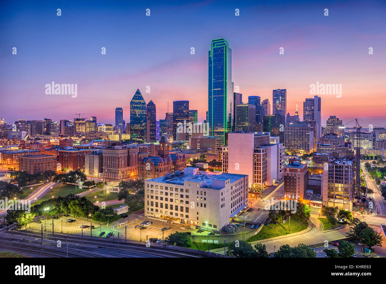 Dallas, Texas, USA sur la ville. Banque D'Images