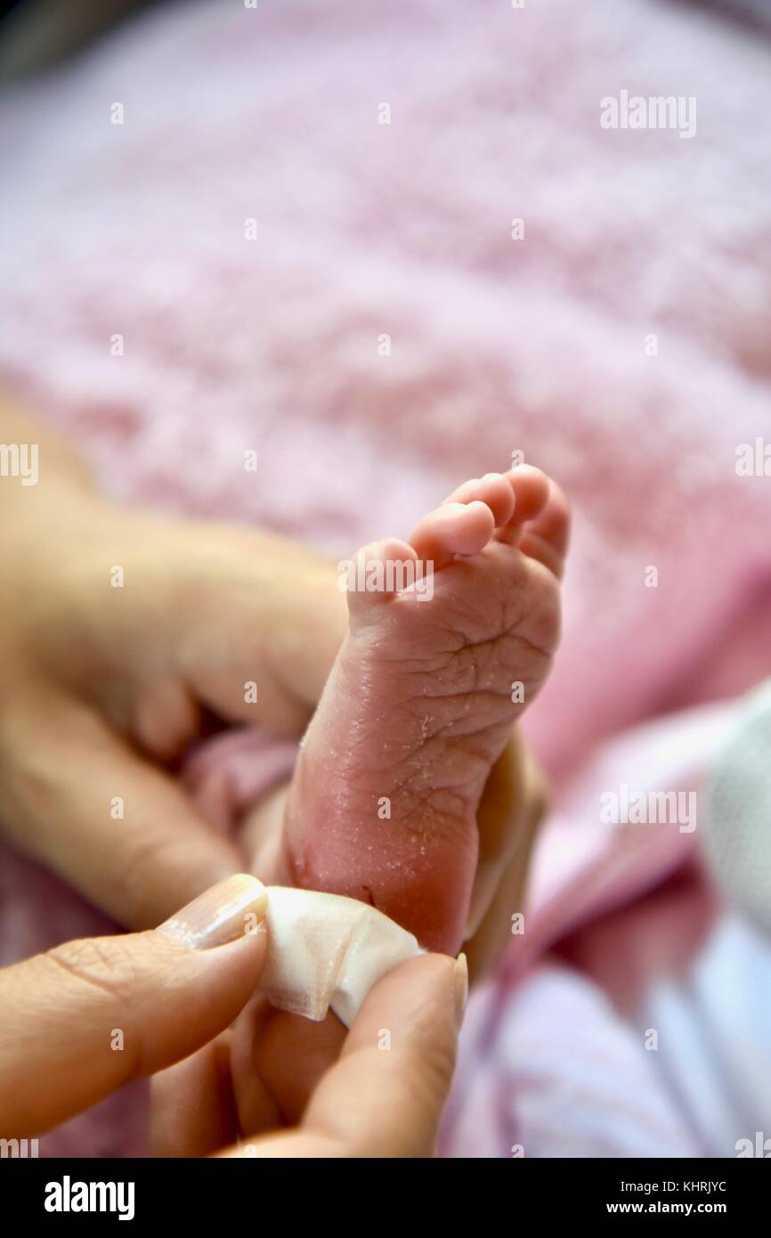 Bebe Nouveau Ne Apres Prise De Sang Pku Photo Stock Alamy