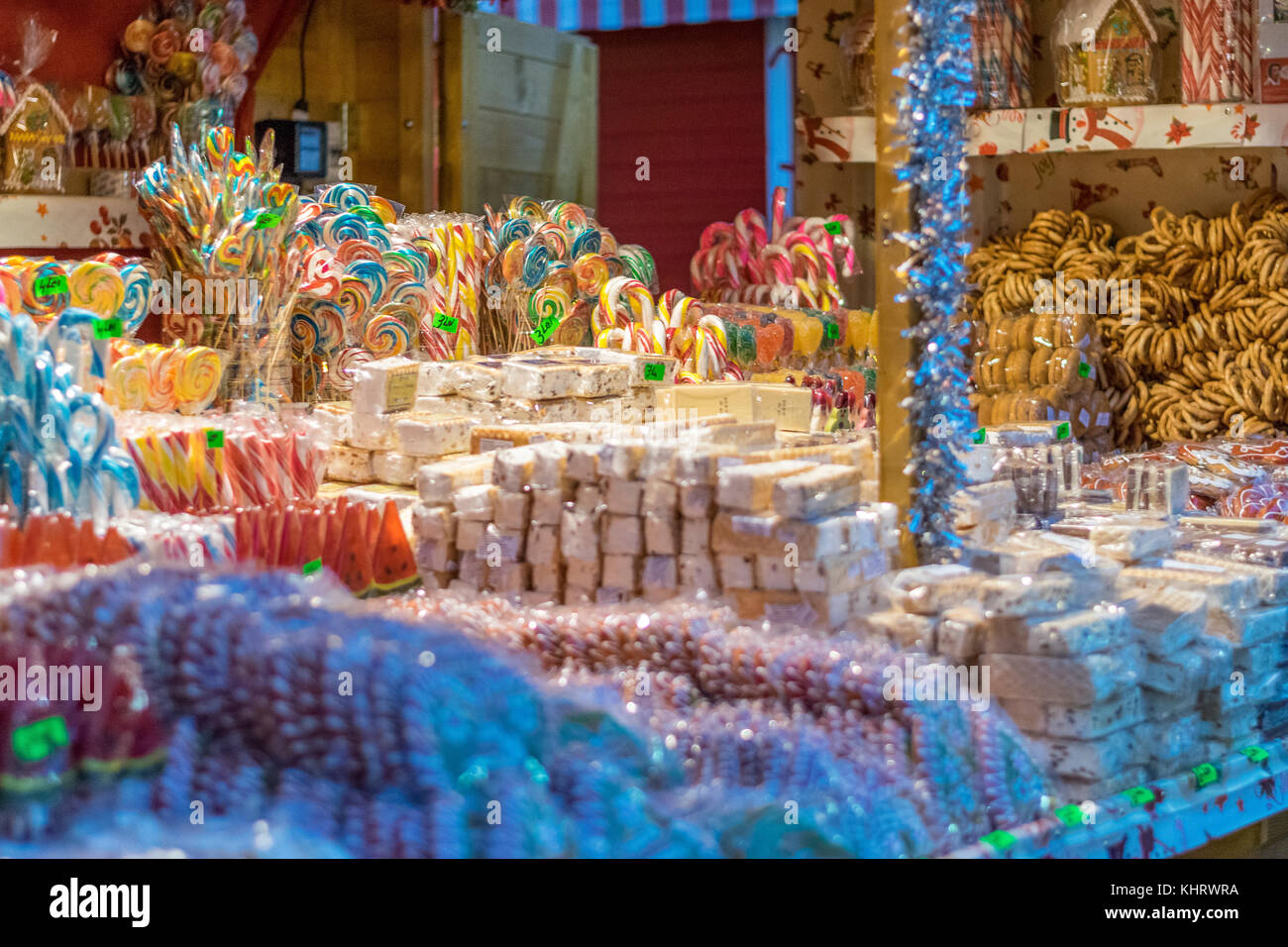 Bonbons vendus au marché de Noël de Sibiu en Roumanie, 2017 Banque D'Images
