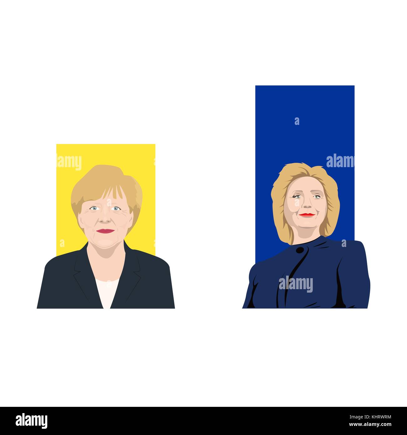 Novembre 19.11.2017. illustration éditoriale est montrant une cote de popularité des politiciens bien connus l'Angela Merkel, et Hillary Clinton. Illustration de Vecteur