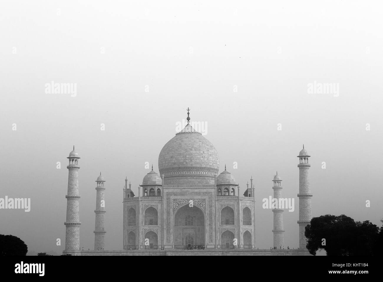 Taj Mahal noir et blanc, UNESCO World Heritage Site, Agra, Uttar Pradesh, Inde, Asie. Banque D'Images