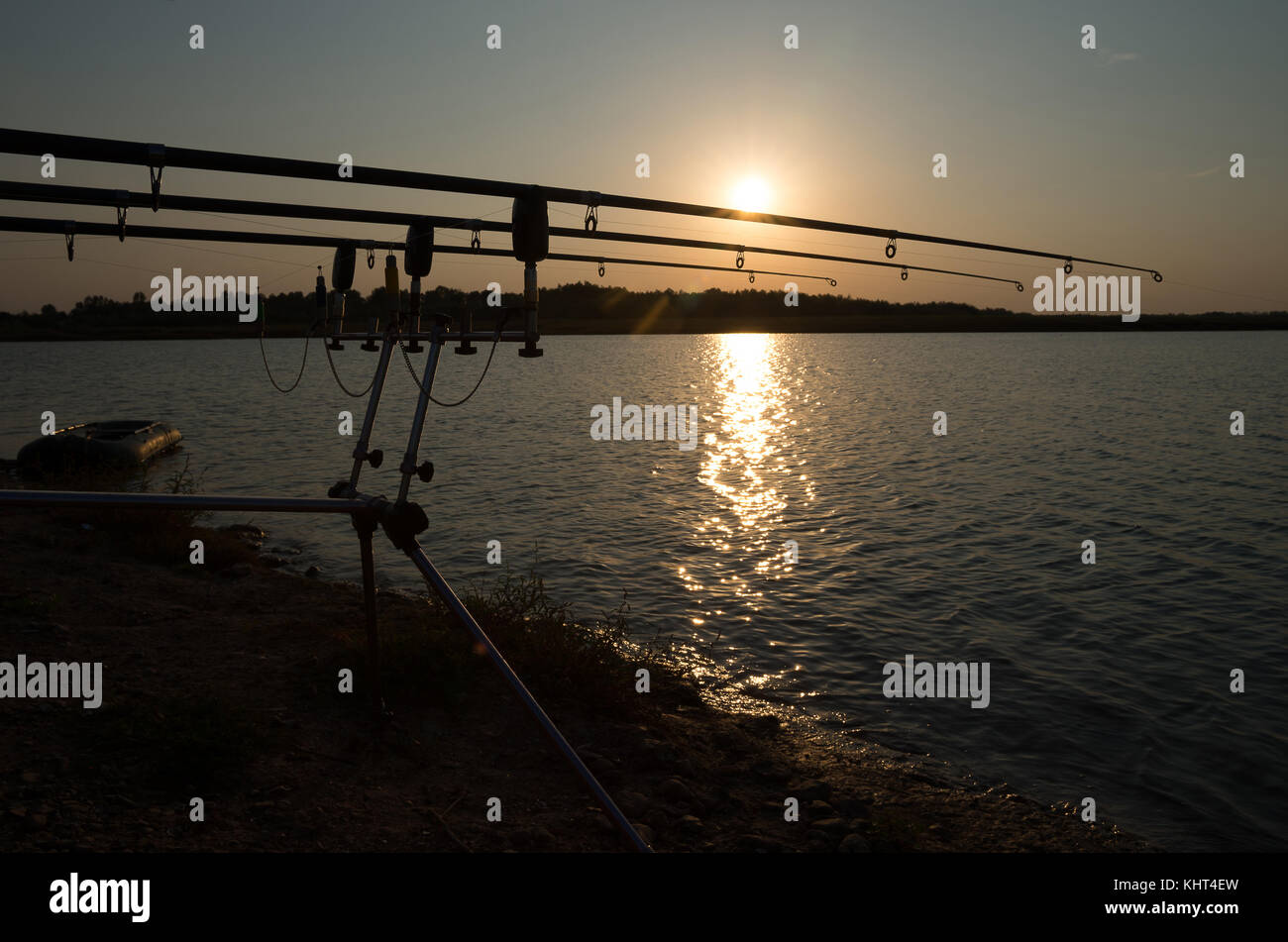 Pêche à la carpe, paysage. Banque D'Images