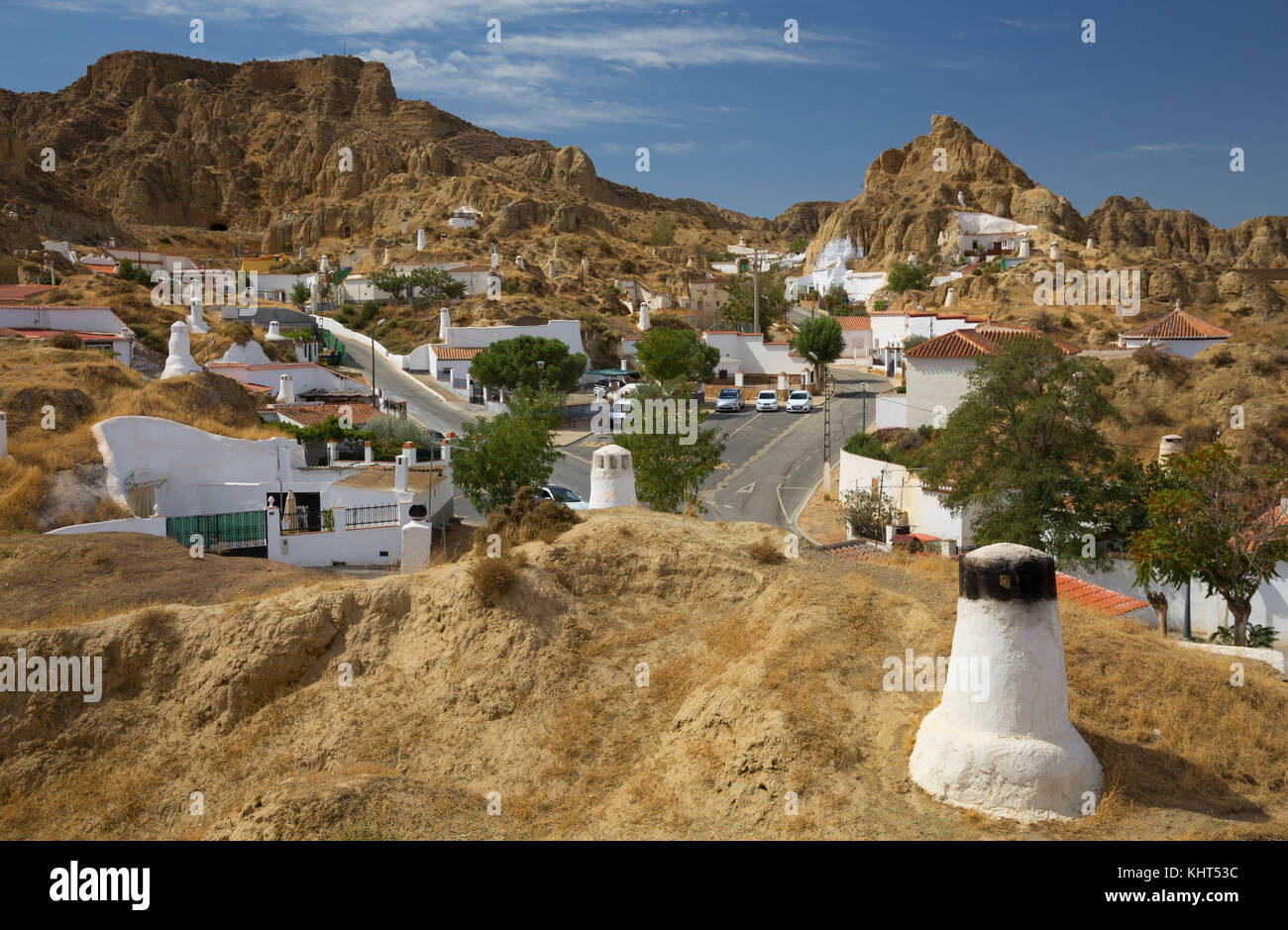 Des habitations troglodytiques souterraines à Guadix, Espagne du Sud Banque D'Images