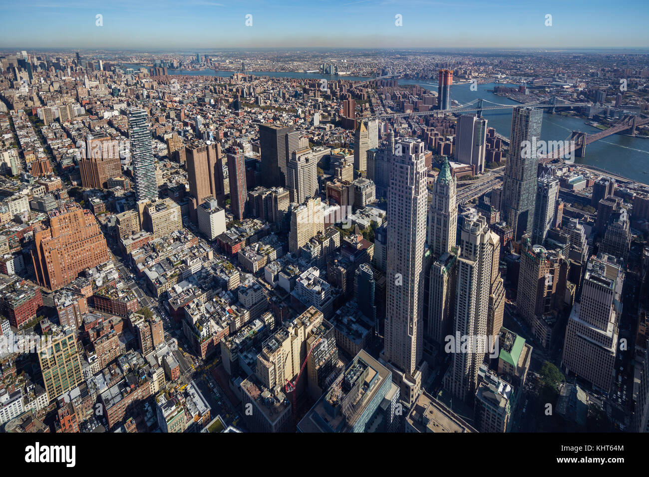 Lower Manhattan vu depuis un observatoire mondial, New York City Banque D'Images