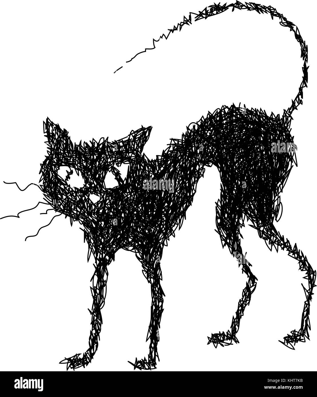 Chat noir, dessinée à la main. vector eps 10 Illustration de Vecteur