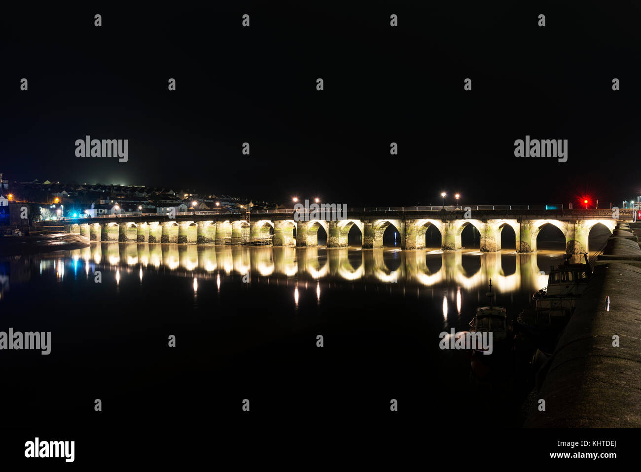Bideford Bridge at night Banque D'Images