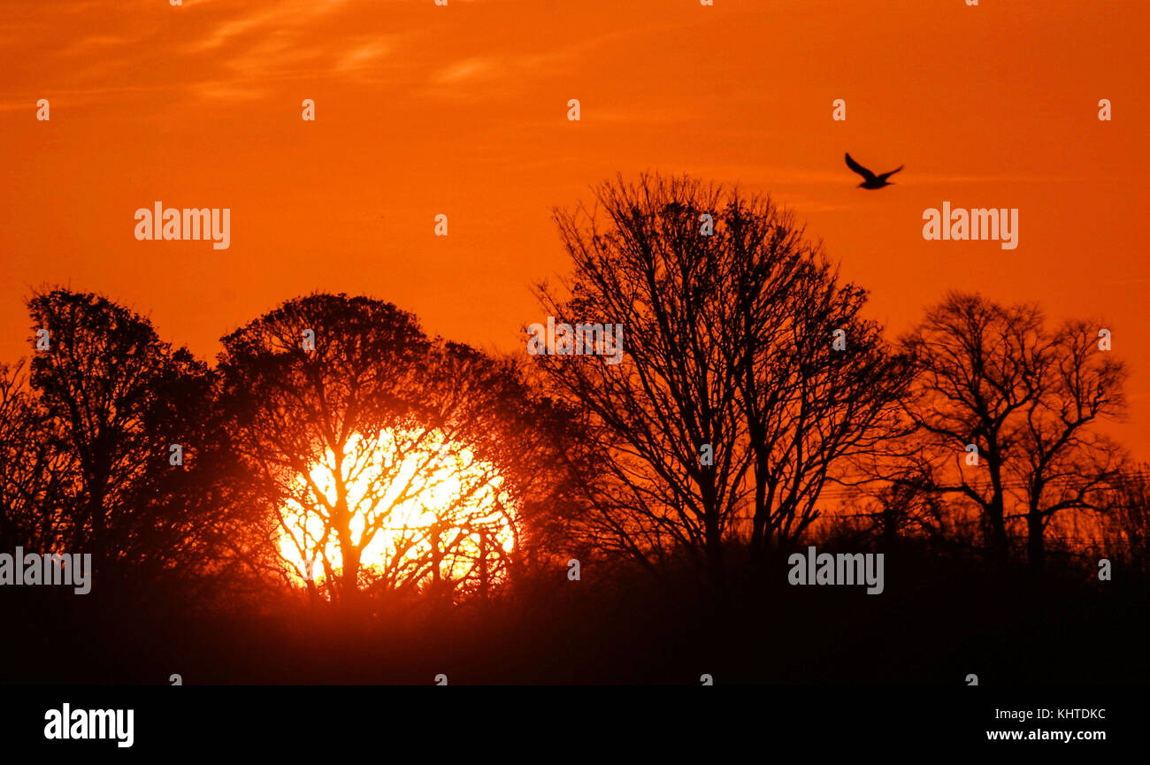 Le soleil se lève dans swillington, West Yorkshire. Banque D'Images