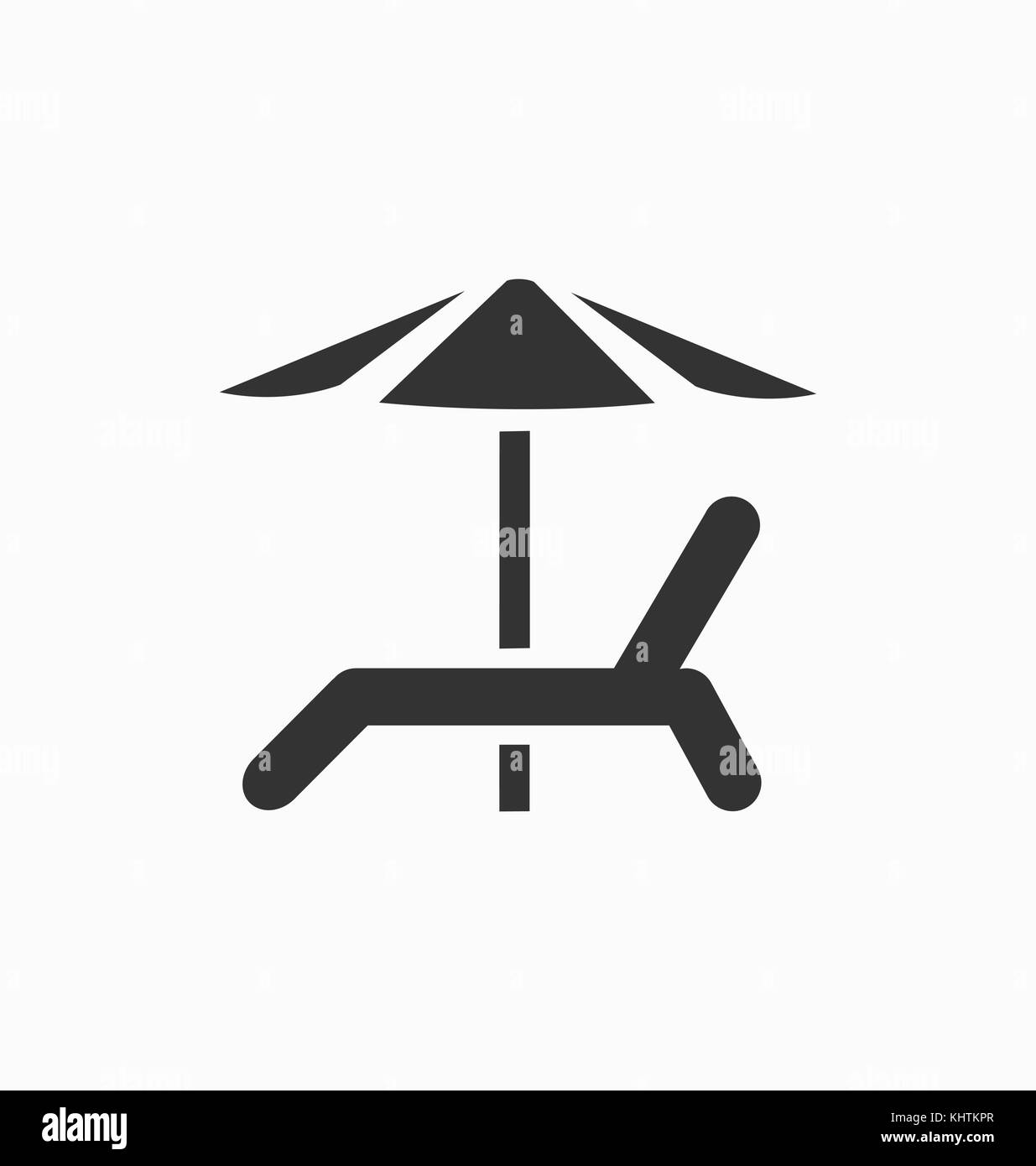 Chaise de plage avec parasol vecteur icône. Illustration de Vecteur