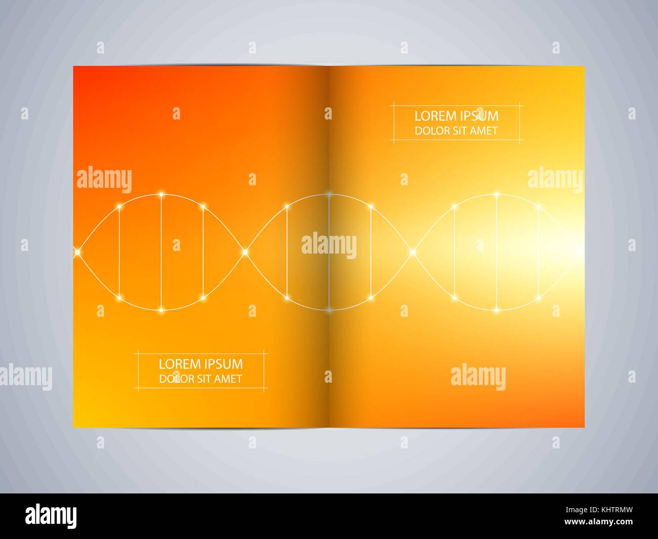 Bi-fold brochure design avec des molécules ADN vecteur, illustration. Illustration de Vecteur