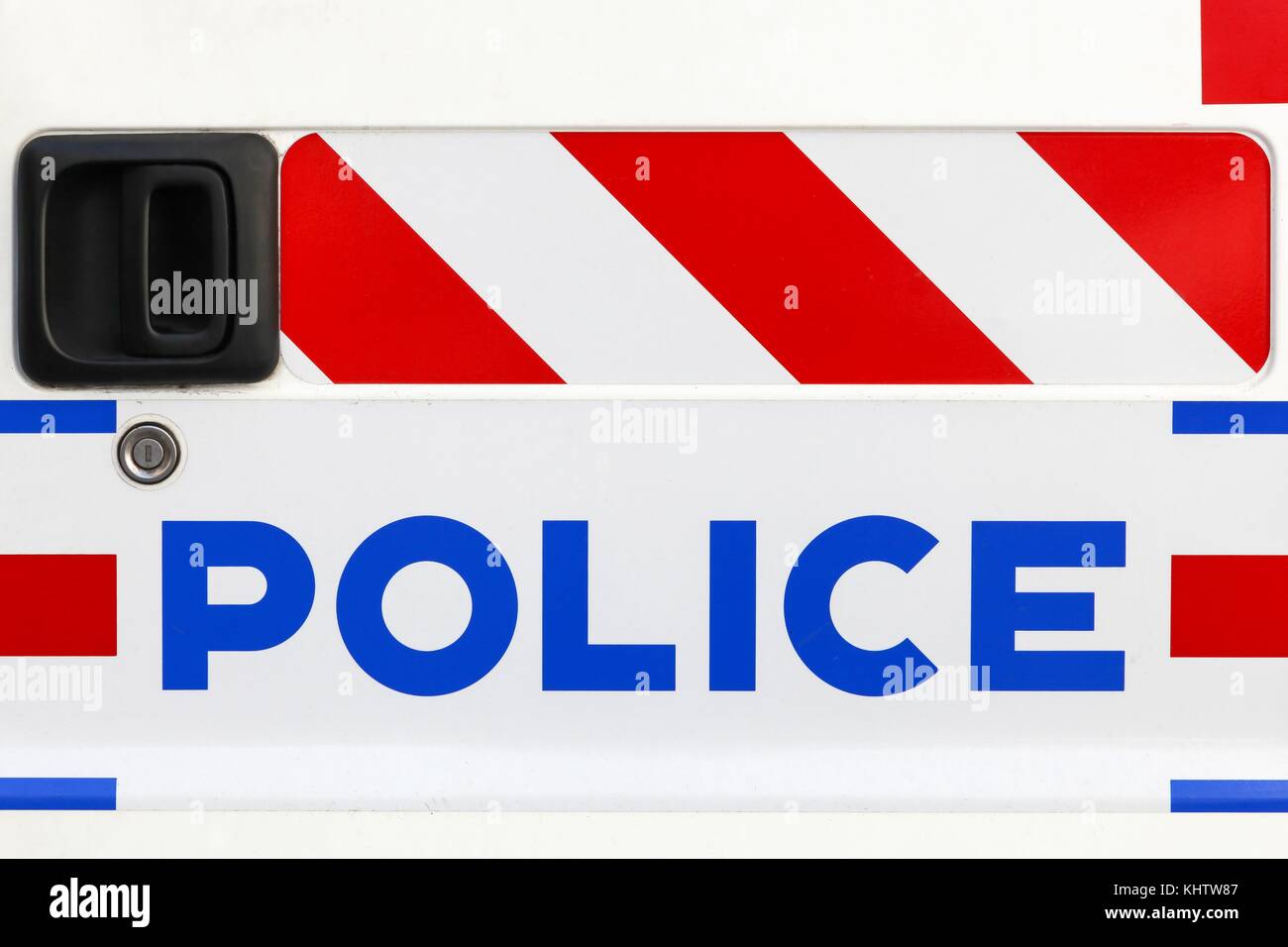 Signe de la police française sur une voiture Banque D'Images