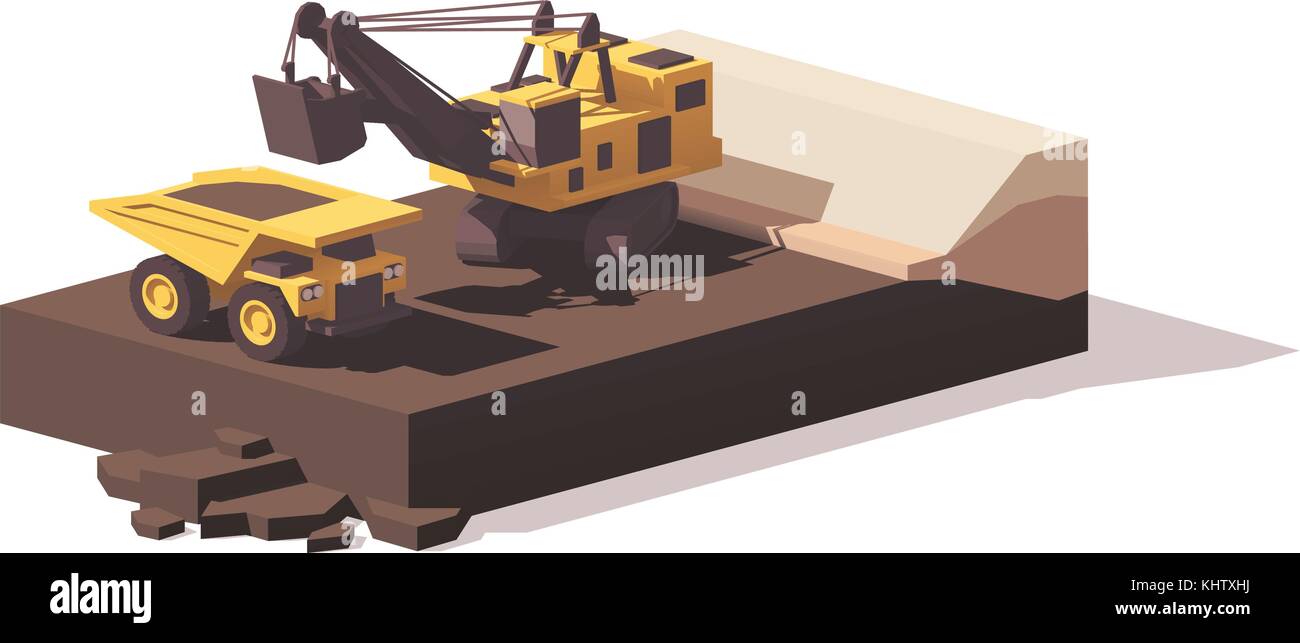 Vector poly bas power shovel et grand routier Illustration de Vecteur
