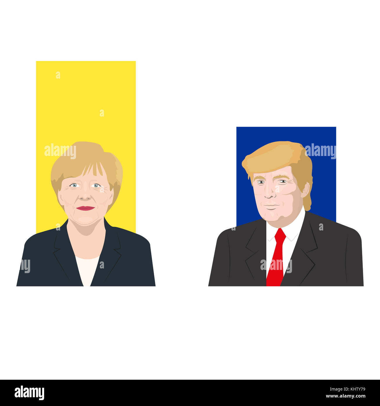 Novembre 19.11.2017. illustration éditoriale est montrant une cote de popularité des politiciens bien connus, Donald Trump et Angela Merkel. Banque D'Images