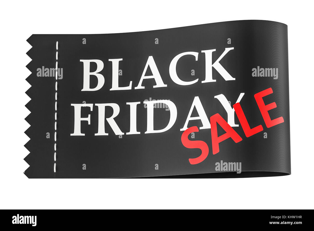 Le vendredi noir inscription sur l'étiquette des vêtements, rendu 3D Banque D'Images