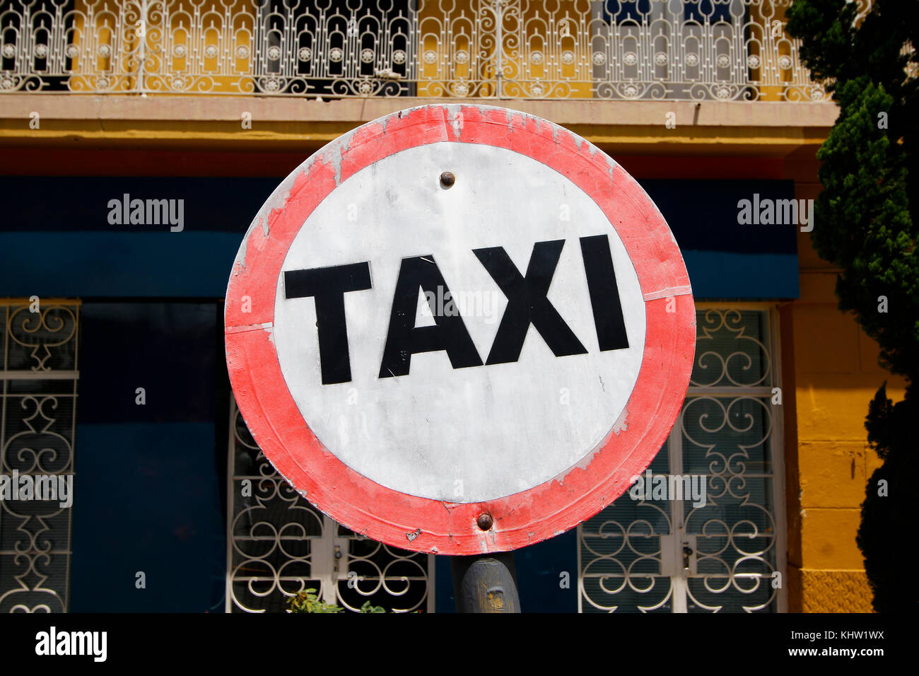 Conseil de taxis sur la voie publique Banque D'Images