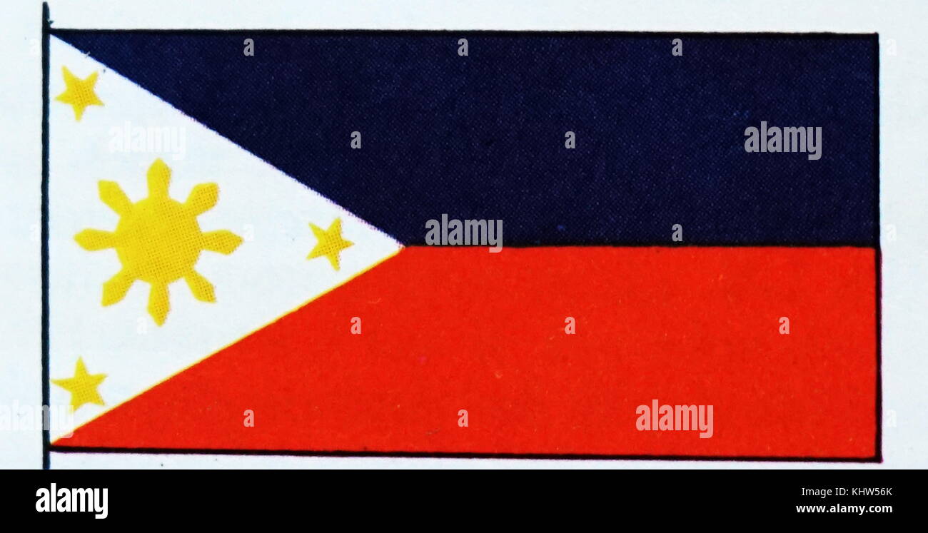 Illustration représentant le drapeau national et de la marine marchande et l'étoile des Philippines. En date du 20e siècle Banque D'Images