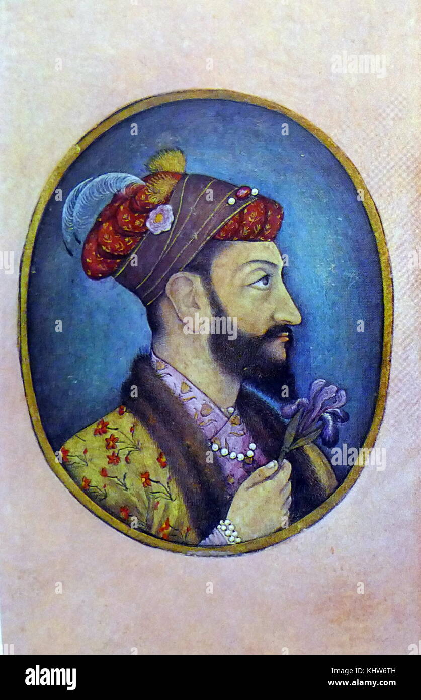 Portrait de Mughal Aurangzeb (1618-1707) un empereur Moghol. En date du 17e siècle Banque D'Images