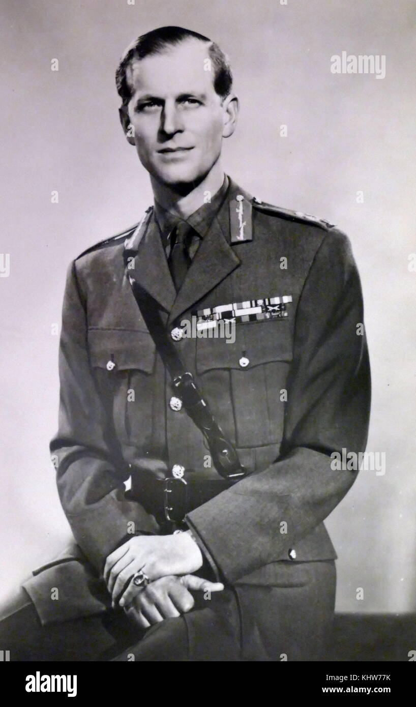 Portrait photographique de Prince Philip, duc d'Édimbourg (1921-) mari et consort de la reine Elizabeth II (1926-). En date du 20e siècle Banque D'Images
