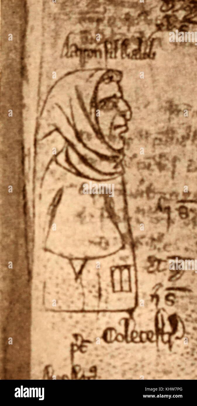 Antisémite En Anglais Caricature antisémite intitulé 'Aaron, fils du diable' représentant un Juif  anglais apparaissant sur un document du comté d'Essex. En date du 13e  siècle Photo Stock - Alamy