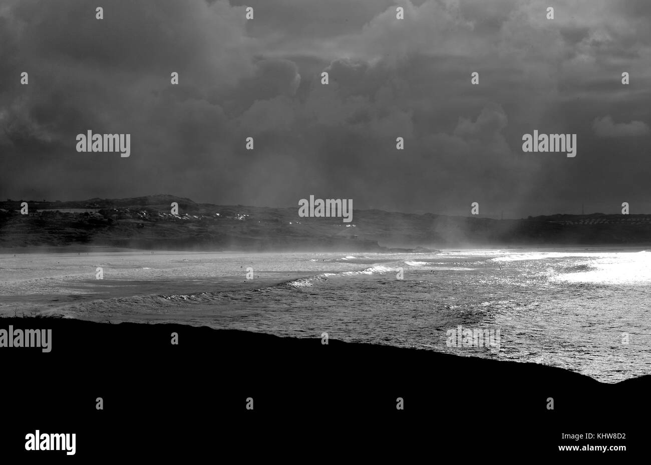 Godrevy bay cornwall novembre 2017 - une vue sur la plage de godrevy célèbre pour son surf Banque D'Images