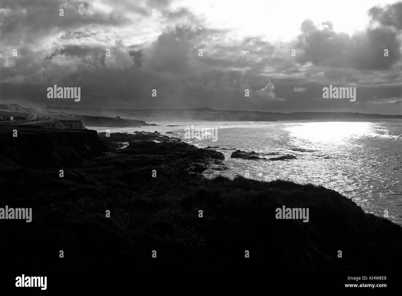 Godrevy bay cornwall novembre 2017 - une vue sur la plage de godrevy célèbre pour son surf Banque D'Images