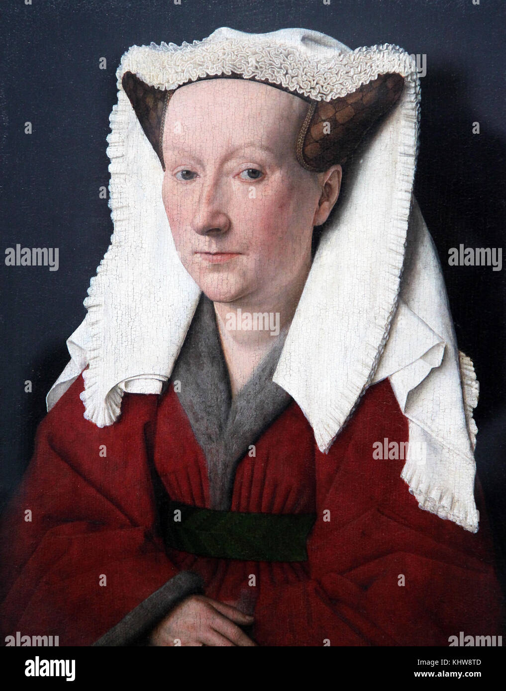 Portrait de Marguerite van Eyck 1439 par Jan van Eyck 1390 - 1441.Un peintre flamand actif dans Bruges. Banque D'Images