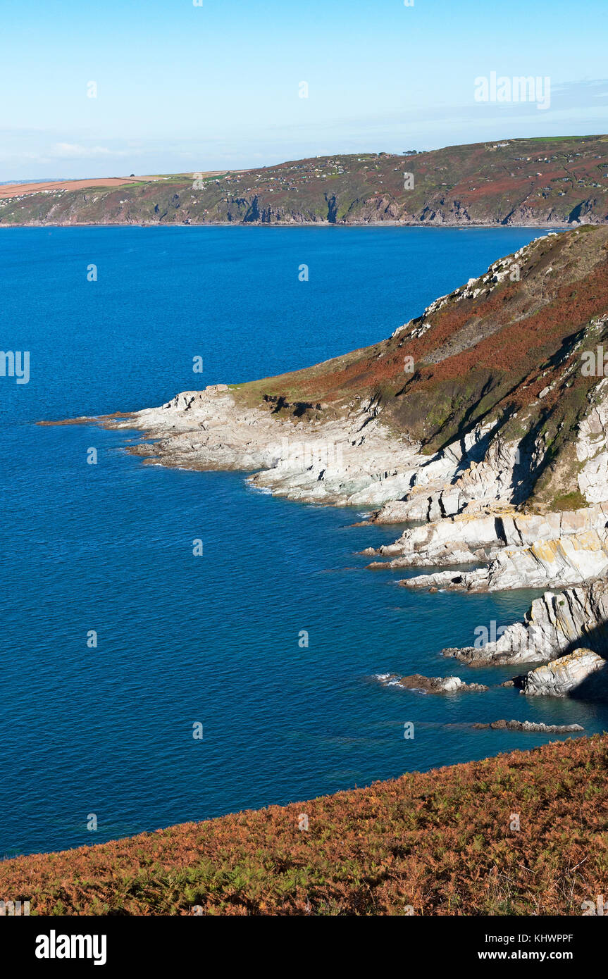 La côte au sud-est de whitsand bay, Cornwall, Angleterre, Grande-Bretagne, Royaume-Uni. Banque D'Images