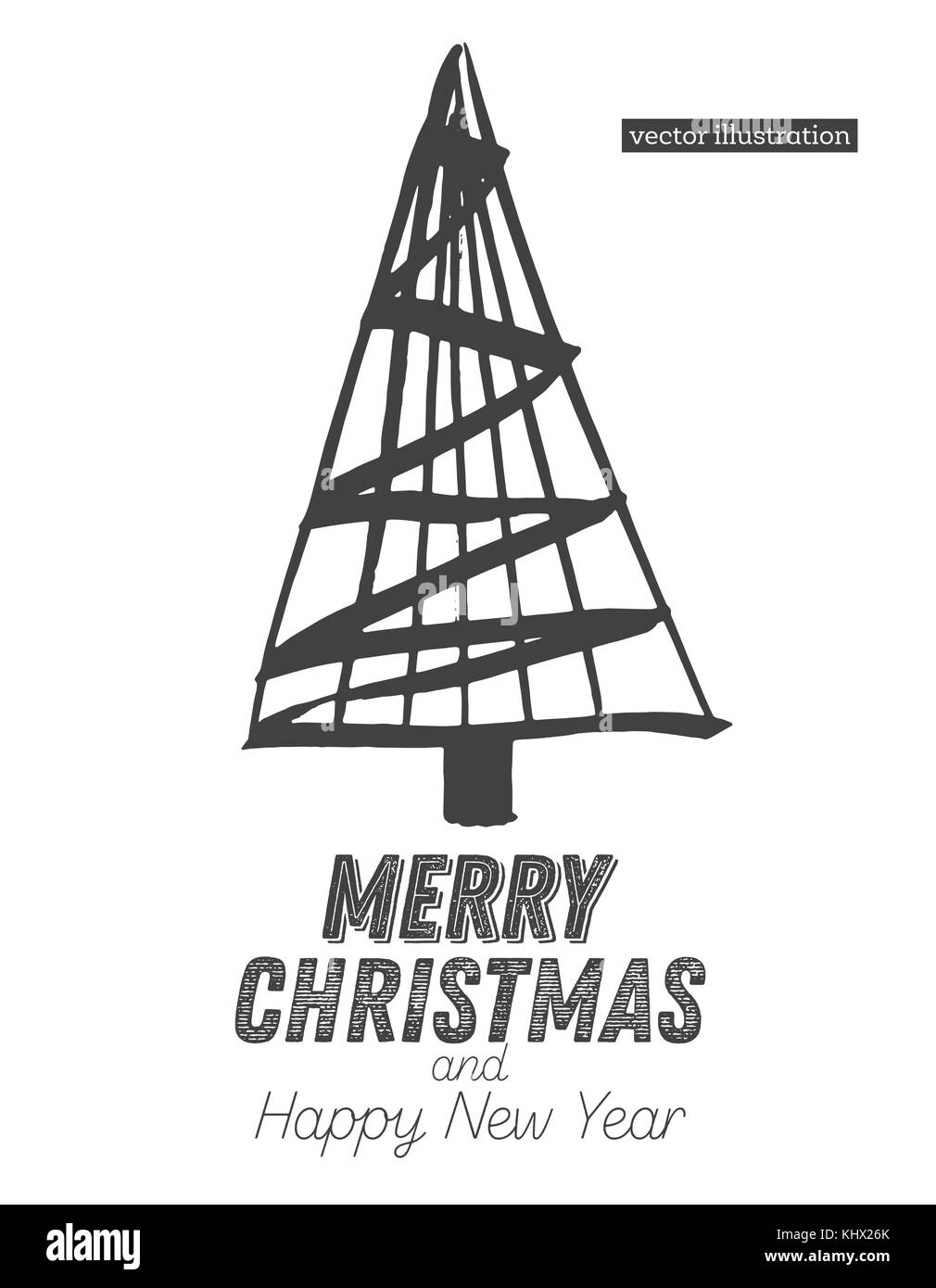 Croquis de l'arbre de Noël isolé sur fond blanc. joyeux noël. vector illustration. Illustration de Vecteur
