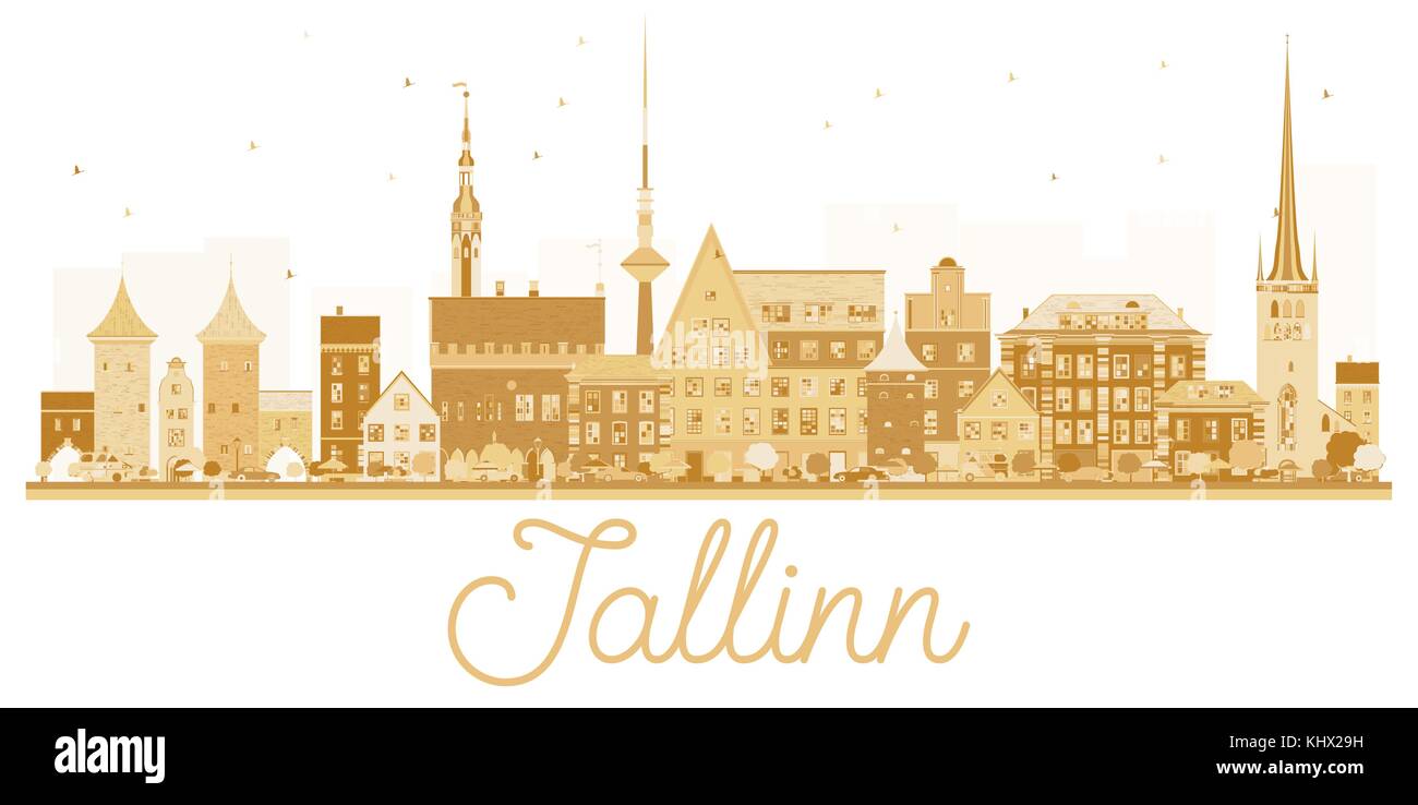 Tallinn city skyline silhouette d'or. vector illustration. Les voyages d'affaires. concept cityscape avec repères. Illustration de Vecteur