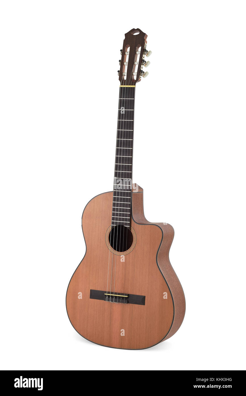 Guitare acoustique sur fond blanc Banque D'Images