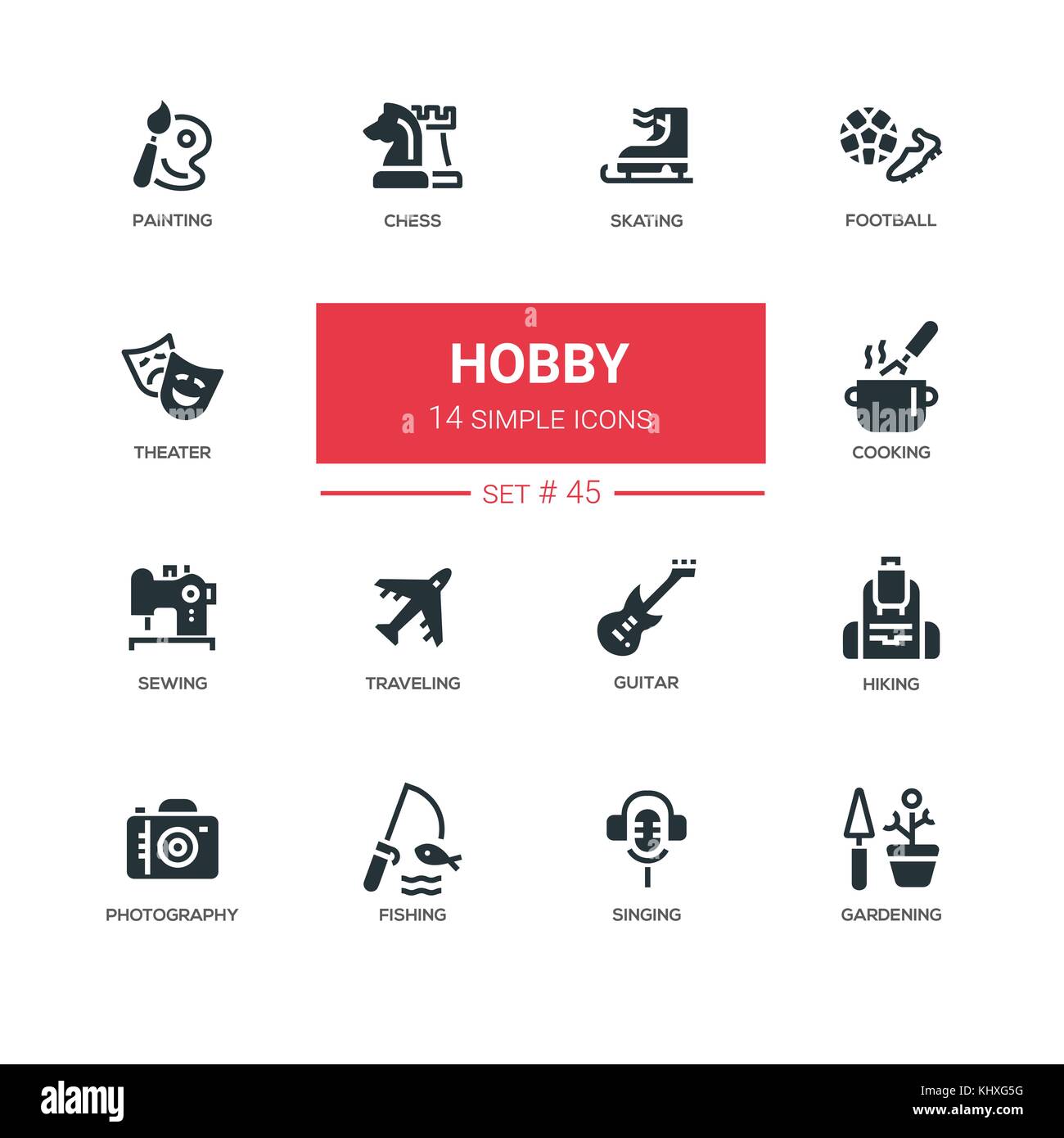 Hobby - conception ligne icons set Illustration de Vecteur