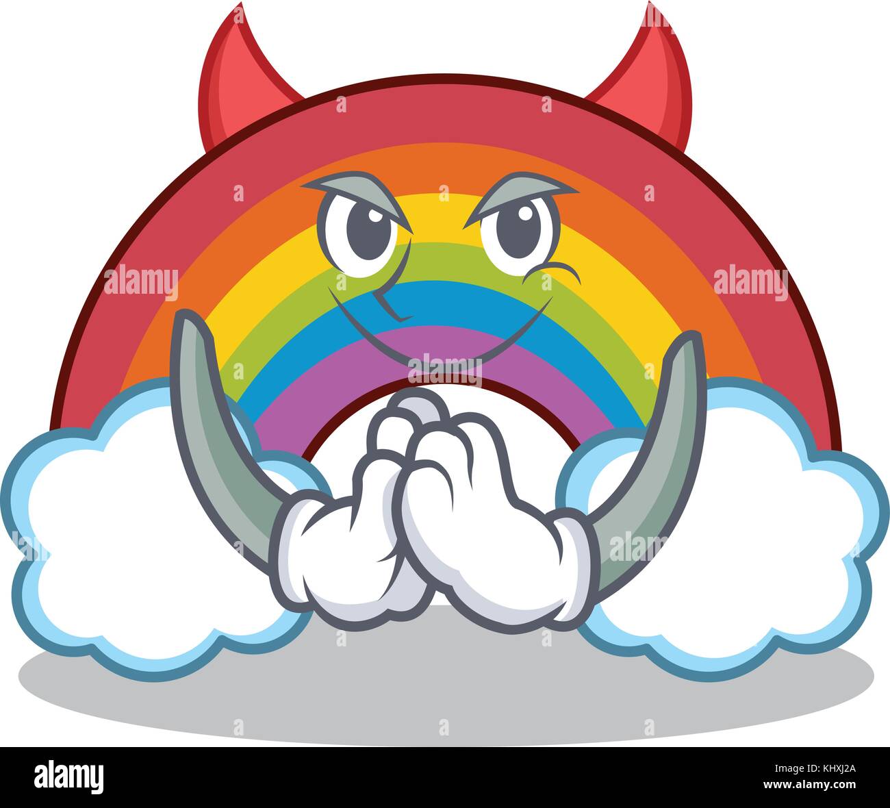 Arc-en-ciel coloré cartoon caractère diable Illustration de Vecteur