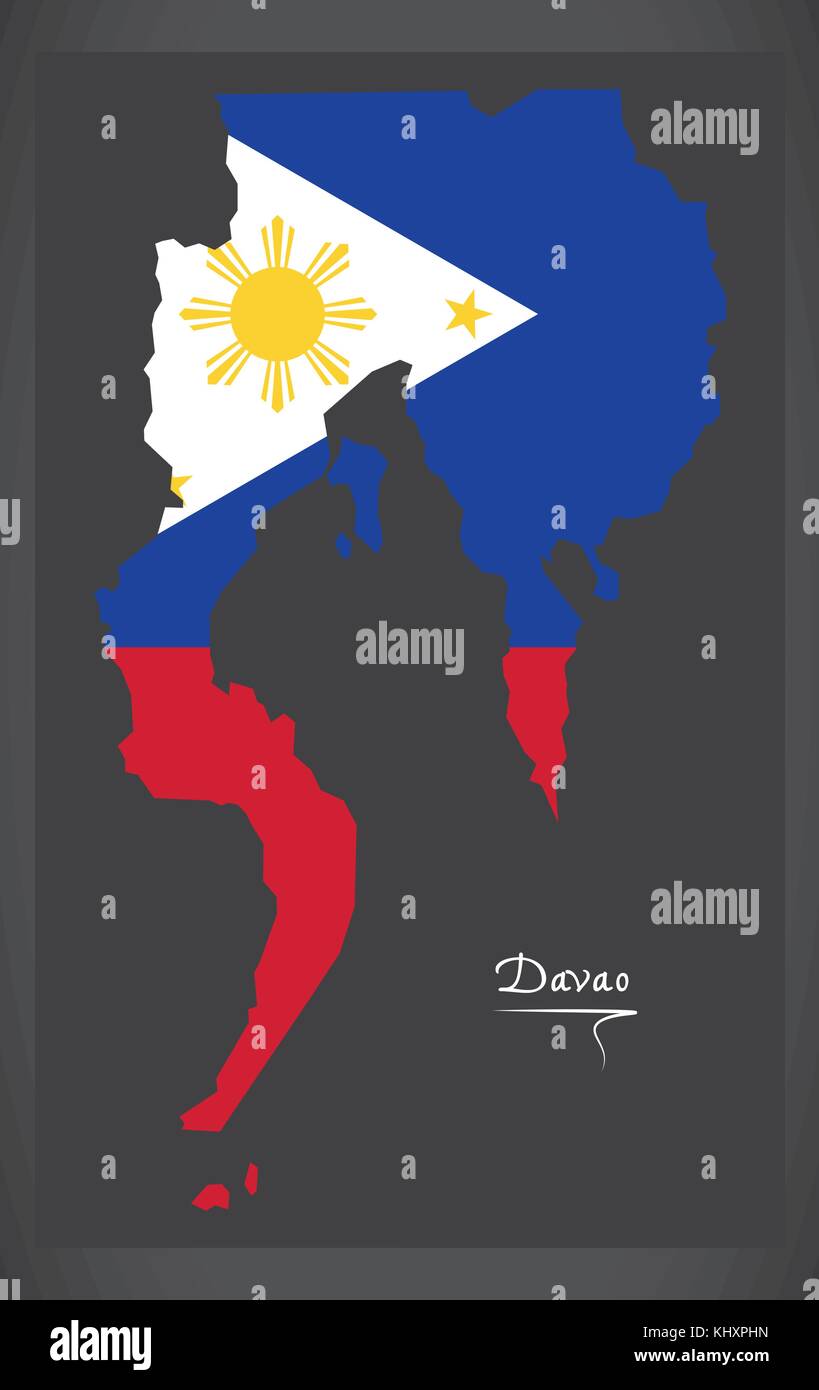 Carte des Philippines davao avec philippine national flag illustration Illustration de Vecteur