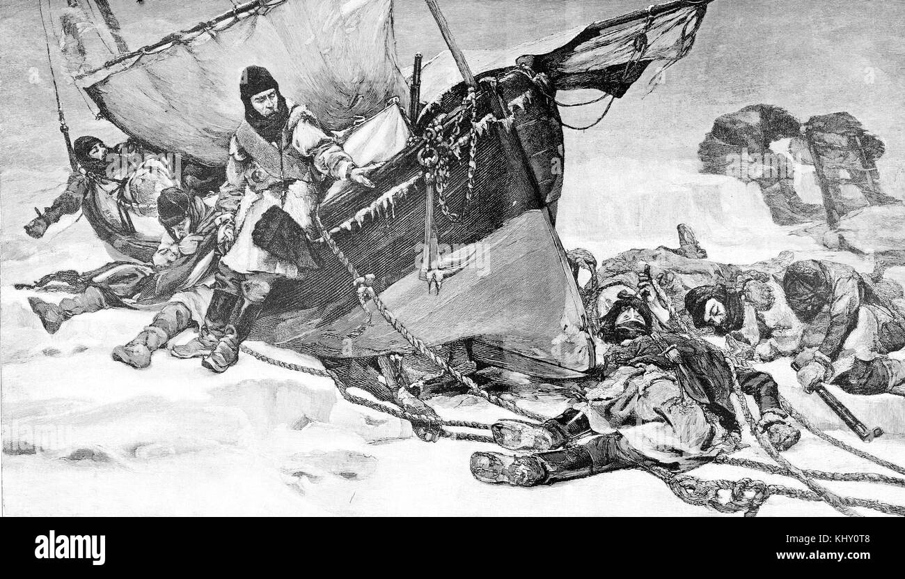 Fin de Sir Franklin expédition perdue à l'Arctique canadien à la recherche de la mer du Nord-ouest de l'année 1847, passage Banque D'Images