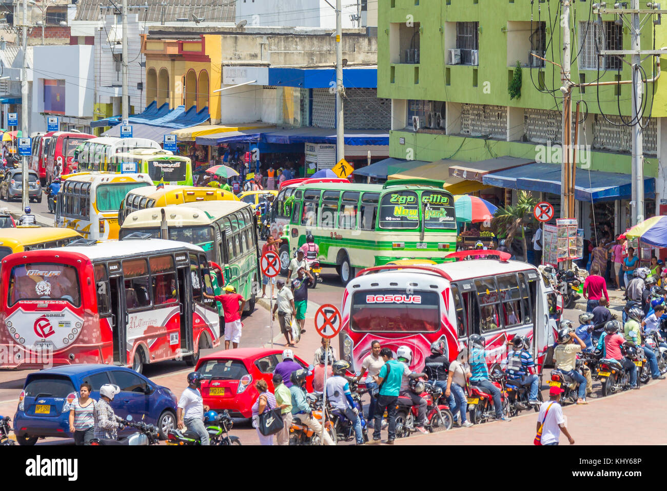 Arrêt de bus à India Catalina | Cartagena de Indias | Colombie Banque D'Images