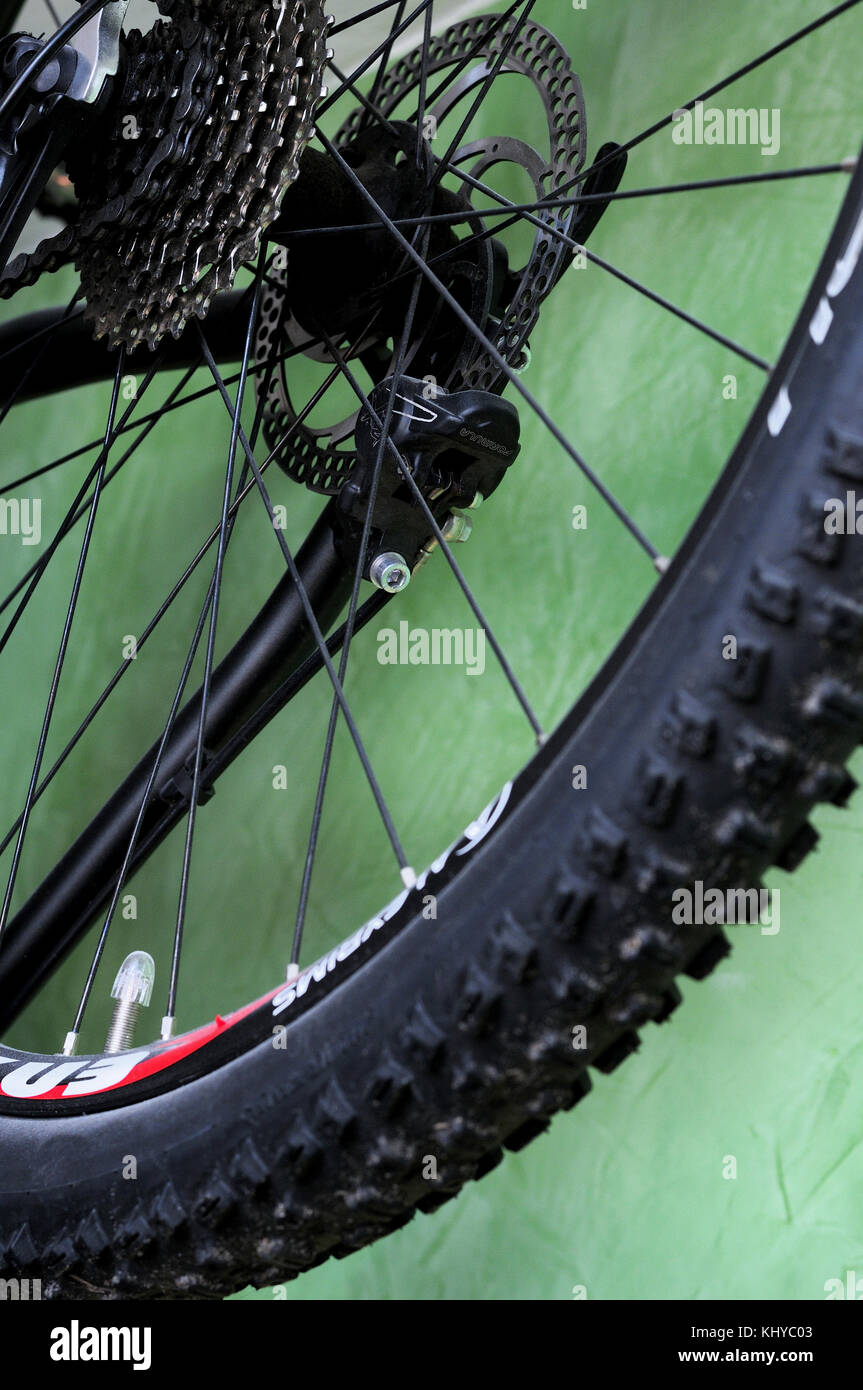 Vélo, pièces détachées, Roue, pneu, détail, bande de roulement, pignons, roues, Banque D'Images