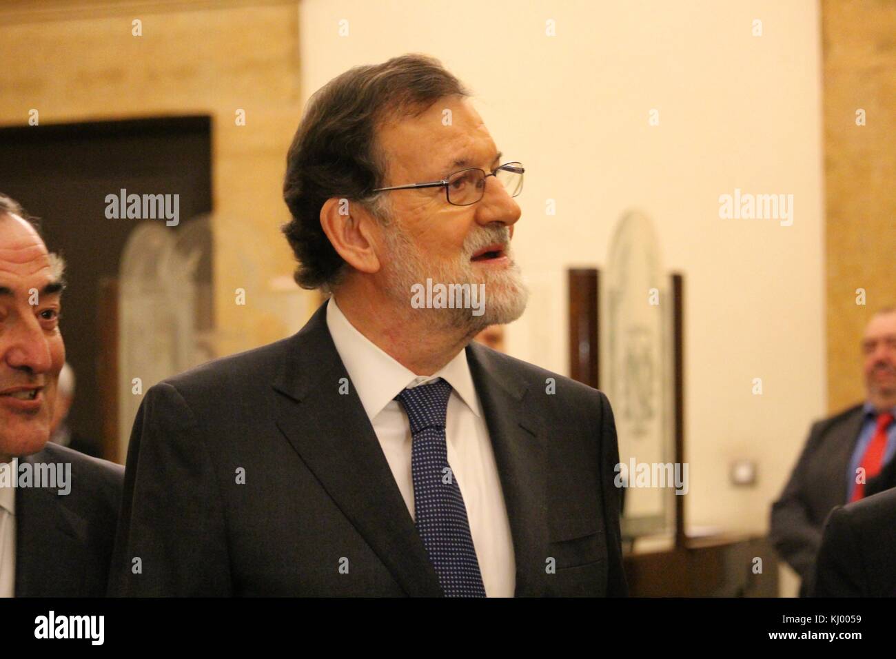 Barcelone, Espagne - 22 novembre 2017 : le premier ministre espagnol Mariano Rajoy participant à la carles ferrer salat de Barcelone. C'est sa première apparition je Banque D'Images