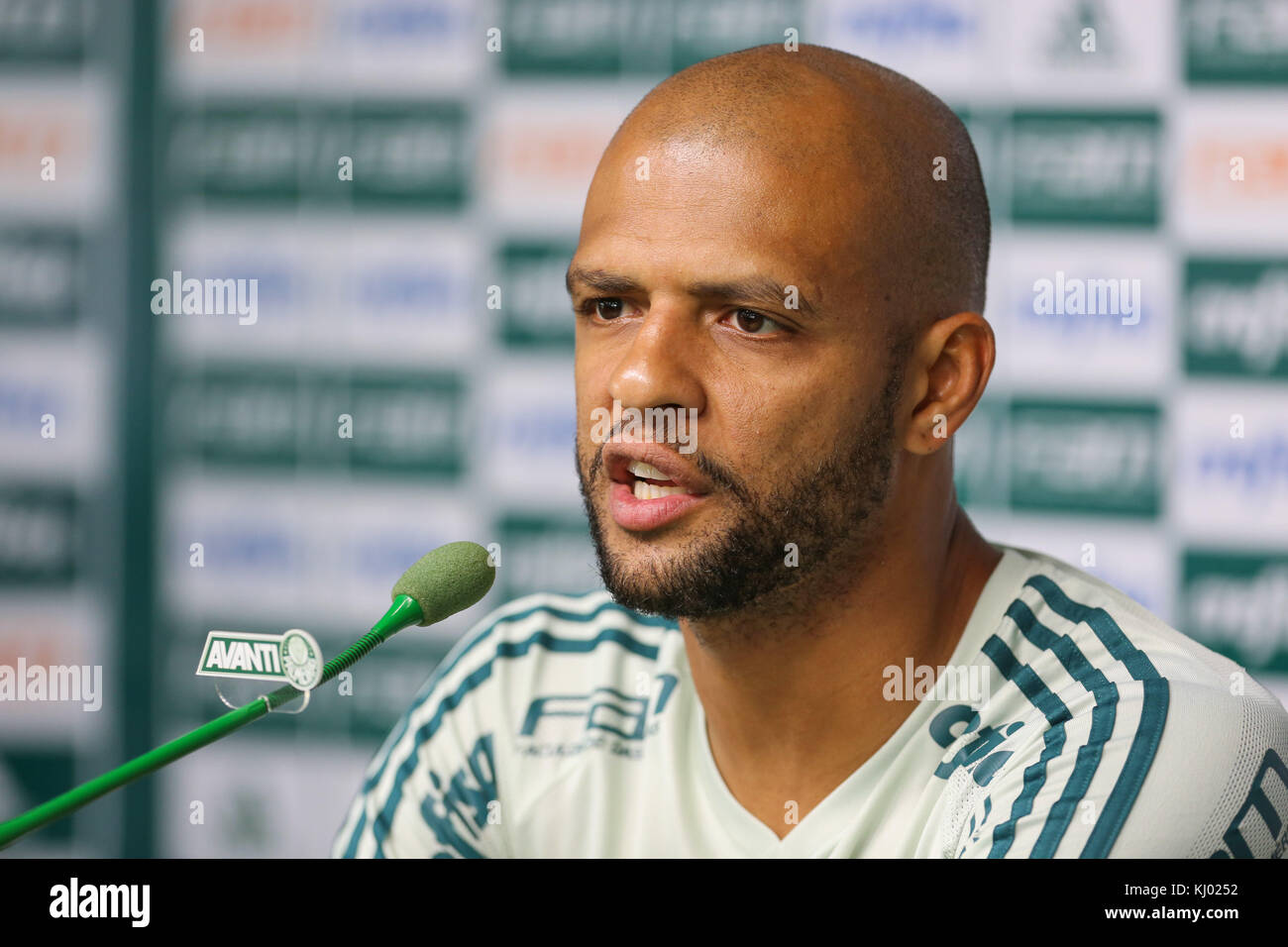 São Paulo, SP - 23.11.2017 : treino n palmeiras - le joueur felipe melo de palmeiras lors d'une conférence de presse le jeudi (23) à l'Académie de football à São Paulo (SP). (Photo : jales valquer fotoarena /) Banque D'Images