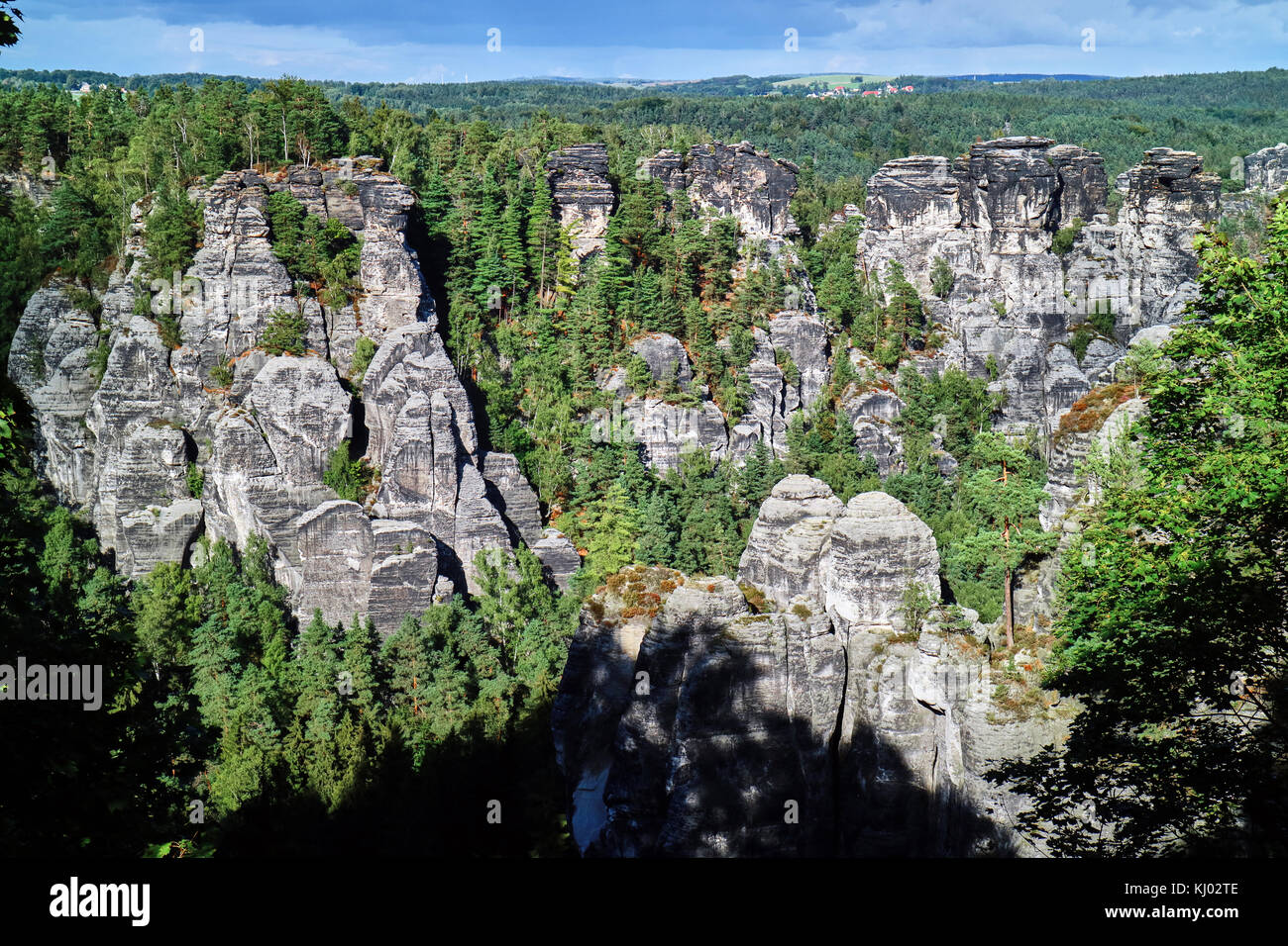 L'Europe, l'Allemagne, la Saxe, Réserve nationale Saechsische Schweiz, des montagnes de grès de l'Elbe, la Bastei ; Le Parc National de la Suisse saxonne Banque D'Images