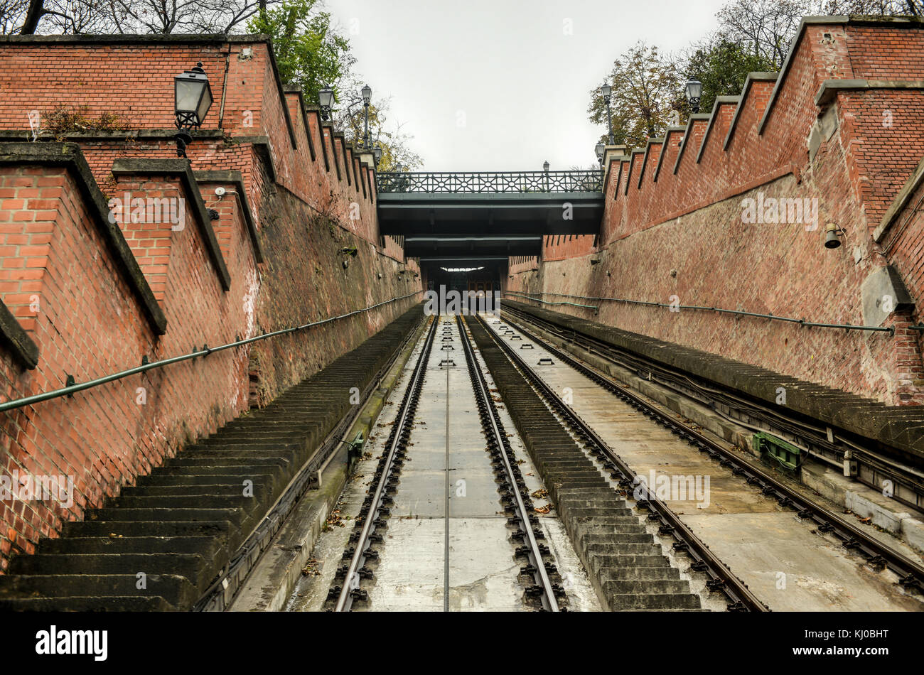La colline du château de Budapest. funiculaire funiculaire de la colline du château à Budapest, Hongrie. budavari siklo, Budapest, Hongrie. Banque D'Images