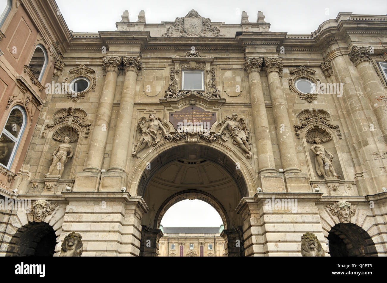 Le château de Buda (palais royal) cour intérieure, Budapest, Hongrie Banque D'Images
