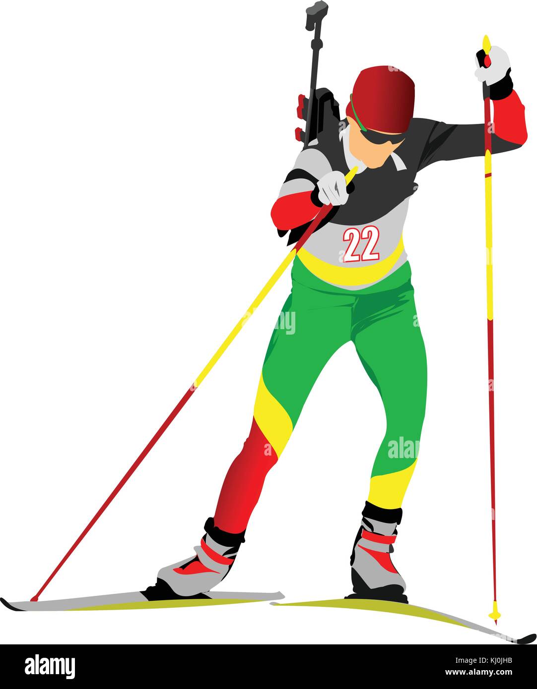 Coureur de biathlon silhouettes colorées. vector illustration Illustration de Vecteur